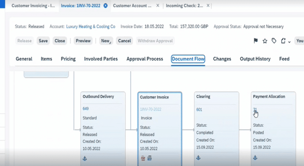 Document Flow tab in SAP Business ByDesign