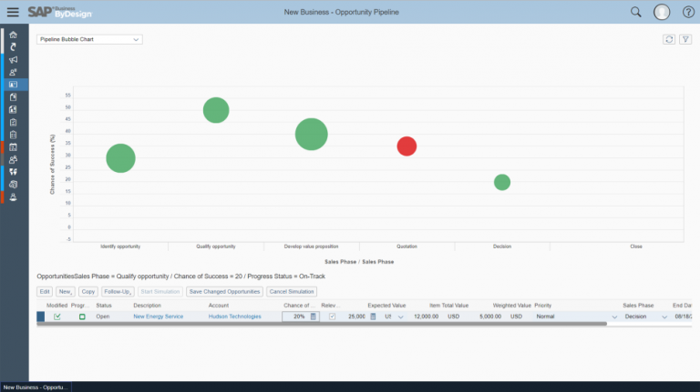 Plotting Sales and Marketing opportunities with data using SAP ByDesign