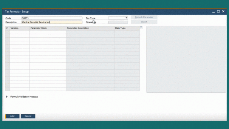 Fig. 7.4. Adding new tax formula in SAP Business One.