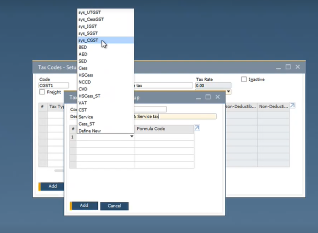 Fig4. Tax type combination – choose a predefined tax type.