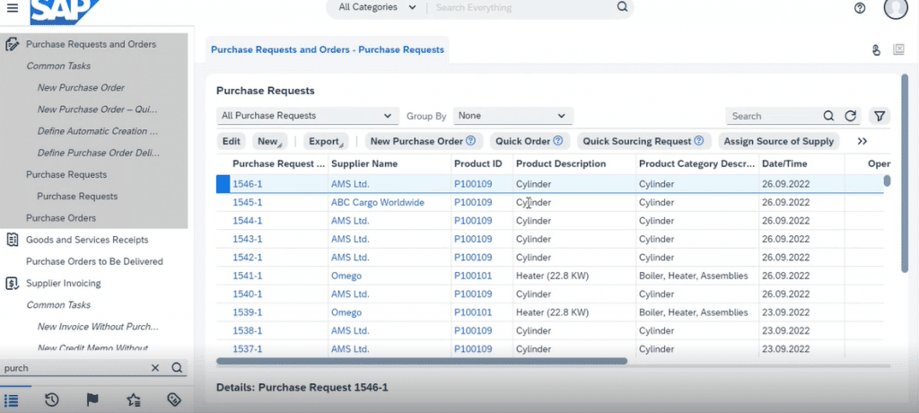 SAP Business ByDesign Purchase Order requests